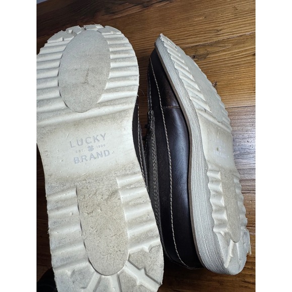 Lucky‎ Brand Men's Brown Leather + Canvas Moc Toe Lace Up Work Style Boots 10.5 - Picture 10 of 12